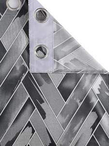 Rideaux pour fenêtres et portes - Panneau géométrique de 5 pieds à œillets en polyester, 2 pièces, occultant, réduction du bruit, gris - Product Image 3