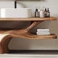 Handmade floating vanity bathroom sink walnut vanity live edge vanity vessel sink farmhouse mirror console table bathroom decor