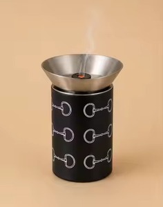 Quemador de incienso único negro martillado con forma de reloj de arena, anillo decorativo de esfera dorada, bandeja cóncava para carbón, quemador de Bakhoor para fragancia del hogar - Product Image 6