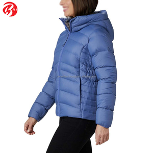 Plus Size Women Winter Waterproof Breathable Thick Solid Color Zipper Style <b>Puffer</b> <b>Jacket</b> with Hooded Collar - Product Image 3