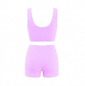 Ensembles de yoga respirants personnalisés rose clair pour femmes, réversibles, grandes tailles, écologiques, sans coutures sur le devant, taille élastique, anti-UV - Product Image 2