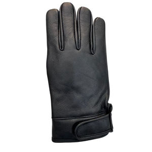 Gants de conduite en cuir de chèvre noir de qualité supérieure avec logos personnalisés et dos élastique froncé pour le pouce - Product Image 3