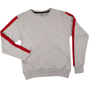 Sweat-shirt à col rond pour femmes Sorority, couleur crème, avec rayures rouges et noires, manches longues, en coton tricoté, haut décontracté avec poches - Product Image 5