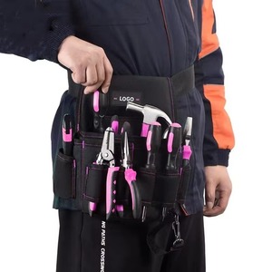 Heavy-Duty <b>Tool</b> <b>Belt</b> With Multiple Pockets Black And Orange <b>Tools</b> Organizer Waist Bag For Electricians And Mechanics - Product Image 4