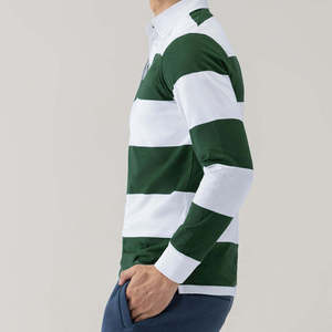 Suéter a rayas de primera calidad para hombre, camisa retro de rugby polo de manga larga para hombre, camisa de rugby de algodón tejida con logotipo personalizado para hombre - Product Image 5