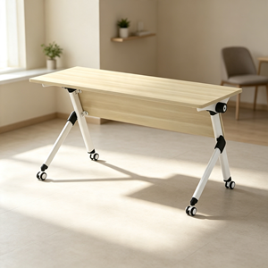 Minimalist Modern Melamine School <b>Desk</b> <b>Foldable</b> <b>Table</b> with Wheels for Home Office and Classroom Use - Product Image 1