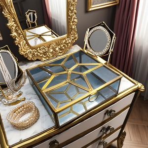 Artisan Design Jewelry <b>Box</b> Organizer Storage <b>Box</b> Square Shape 8X8X2.75" Brass Finish - Product Image 1