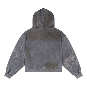 Custom Acid Wash Pullover <b>Rhinestone</b> <b>Hoodie</b> Trending Design Warm Fabric Zipper <b>Hoodie</b> Casual Wear Vintage Washed Unisex <b>Hoodie</b> - Product Image 5