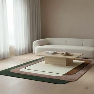 Tapis moderne doux à motifs tuftés à la main, design minimaliste neutre, tapis décoratif pour salon, chambre à coucher, tapis de sol contemporain - Product Image 2