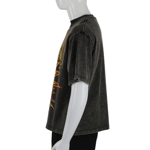 T-shirt en coton personnalisé streetwear d'été, imprimé sur mesure, coupe ample, effet vieilli, avec motifs graphiques pour hommes - Product Image 6