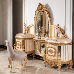American Villa High End Carved Wooden Bedroom Dresser Premium Classic Black Vanity <b>Table</b> Buy Victorian Style <b>Dressing</b> <b>Table</b> Set - Product Image 3