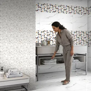 Carrelage blanc minimaliste moderne 300x600, carrelage céramique brillant, carrelage mural haut de gamme pour bureaux, carrelage pour infrastructures commerciales - Product Image 4