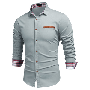 Camisas de Vestir Casuales de Franela para Hombre, Personalizadas OEM, de Alta Calidad, 100% Algodón, Manga Larga, Cuello en V, Transpirables, Ecológicas, de Secado Rápido - Product Image 1