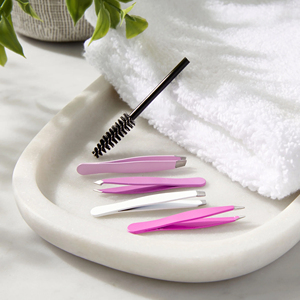 Ensemble de pinces à sourcils à pointe fine en acier inoxydable, kit d'outils de maquillage et de toilettage moderne et durable avec brosse à sourcils - Product Image 6