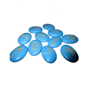 Haute qualité karuna Turquoise Bleu Howlite forme Ovale pierre 11 pièces karuna ensemble naturel guérison cristal pierres précieuses ensemble en gros - Product Image 2