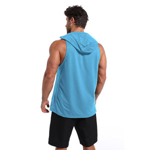Chaleco Deportivo Sólido Personalizado al por Mayor, Chaleco Deportivo sin Mangas para Gimnasio, Camiseta sin Mangas para Hombre con Capucha, Camiseta sin Mangas de Gran Gramaje - Product Image 2
