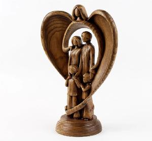 2026 latest family <b>guardian</b> <b>angel</b> statue wooden sculpture religious decor easter <b>gift</b> <b>angel</b> bless portrait ornament - Product Image 6