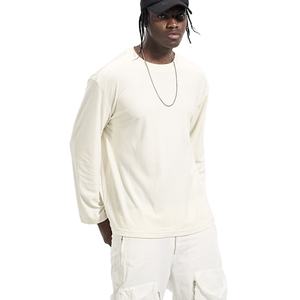Hip Hop Style T-<b>Shirt</b> 100% Cotton Crew Neck <b>White</b> <b>Men's</b> T-<b>shirts</b> Heavyweight Oversized Plain Custom <b>Long</b> <b>Sleeve</b> T-<b>shirt</b> - Product Image 1