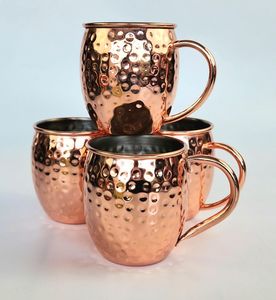 Hammered copper mug <b>set</b> nautical <b>beverage</b> cups reusable premium cocktail <b>serving</b> metal mugs durable finish - Product Image 3