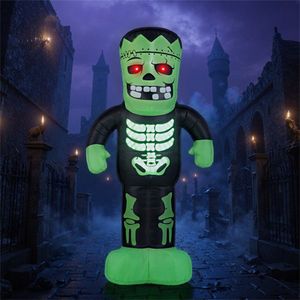 Frankenstein Gonfiabile Illuminato a LED da 2,5 m, Decorazione di Halloween per Esterni Impermeabile con Inflazione Rapida Stile Anni '90, con Picchetti/Corda - Product Image 6