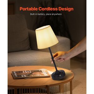 Set di 2 Lampade da Tavolo Senza Fili con Batteria Ricaricabile da 5200mAh, 3 Livelli di Luminosità, Paralume in Tessuto, Colore 2700-3000K per Camere da Letto - Product Image 3