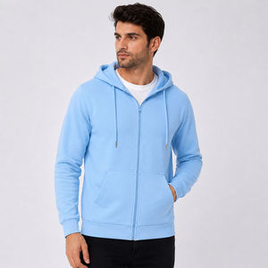 Wholesale Regular Fit Men <b>Zip</b> <b>up</b> Hoodie 100% Cotton Full Zipper Custom Logo Thick Drop Shoulder Regular Length Winter 350g - Product Image 1