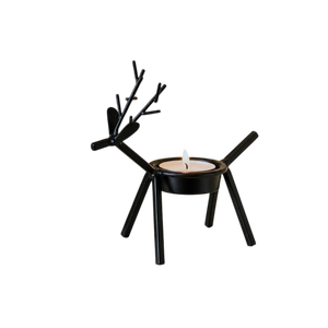 Portavelas de Hierro Negro con Forma de Reno, Portavelas Navideño, Decoración para el Hogar, Decoración para Sala de Estar, Decoración para Estantes - Product Image 1