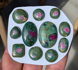 Cabujón de Zoisita Rubí con base plana suelta para envolver en alambre, colgante de macramé, proveedor de metales para joyería, piedra preciosa natural - Product Image 1