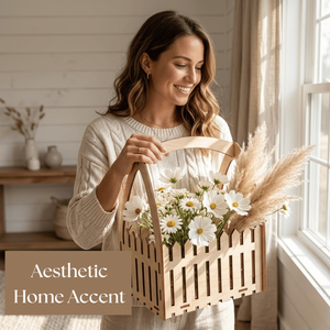 Elegante Cesta de Flores de Madera con Corte Láser |   Cesta de Regalo Floral Decorativa Hecha a Mano para Decoración del Hogar, Bodas y Arreglos DIY - Product Image 4
