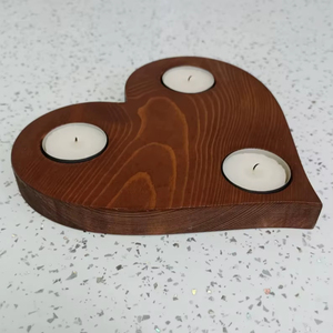 เชิงเทียนรูปหัวใจไม้ธรรมชาติ ตกแต่งบ้านสำหรับวันเกิดและคริสต์มาส ทำด้วยมือโดย Global Exports - Product Image 1