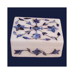 Joyero de mármol hecho a mano Super Stone con caja de almacenamiento de fregona, artículo de regalo, arte de flores florales naturales, diseño de concha de mar, caja de fregona de mármol - Product Image 1