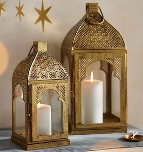 Farmhouse Style Wooden <b>Lantern</b> <b>Set</b> Decorative Hurricane Candle Holders For Rustic Home Wedding And Garden Decoration - Product Image 2