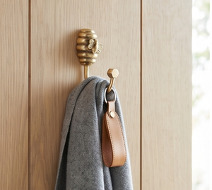 Premium Honey Shape Golden Wall <b>Hook</b> Heavy Duty Metal Mounted Hanger Perfect For Towels Coats And Elegant Wall Organization - Product Image 5