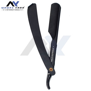 มีดโกนหนวดแบบสั่งทำพิเศษ สีดำทั้งด้าม ดีไซน์ทันสมัย สำหรับผู้ชาย ใบมีดครึ่งใบ ผลิตจากเหล็กกล้าไร้สนิมเยอรมัน สำหรับช่างตัดผมมืออาชีพ - Product Image 2