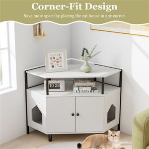 Polygonal Cat House White Living Room Cabinet Furniture Cat Litter Box Pet Furniture - Product Image 2