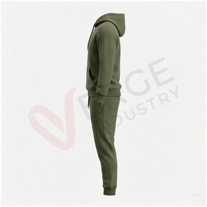Conjunto Deportivo con Capucha para Hombre, Color Verde Oliva, Manga Larga, Color Sólido, Casual, Transpirable, Corte Regular, Ropa de Otoño - Product Image 3