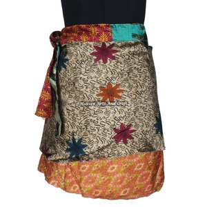 Sanganeri Printed Mini <b>Skirt</b> Silk Wrap Around <b>Short</b> For Summer Plus Size Online Shopping Vintage <b>Sexy</b> Mini Silk Sari <b>Skirt</b> - Product Image 6