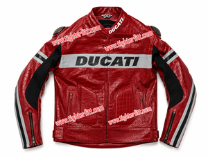 Ducat Cors Red Croco Embossed Leather Breathable <b>Racing</b> <b>Jacket</b> Full Sleeve Men Women Biker Windproof Adults Custom Plus Sizes - Product Image 2