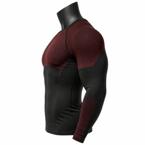 Customizable Men’s Red <b>Black</b> <b>Compression</b> <b>Shirt</b> Long Sleeve Gym Fitness Tight Base Layer Sportswear OEM Wholesale - Product Image 4