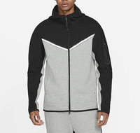 Ensemble sweat à capuche et pantalon de jogging pour homme, en polaire anti-UV, polyester/coton, avec blocs de couleur, poches, noir et gris, style décontracté