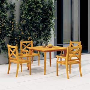 Ensemble de salle à manger de jardin de taille moyenne en bois d'acacia massif, collection bois naturel - Product Image 1
