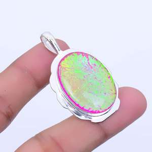 Colgante de Ópalo de Fuego Australiano Triple, Plata de Ley 925, Joyería Boho Hecha a Mano, Elegante Regalo para Mujer - Product Image 4