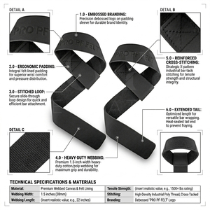 Sangles de musculation en cuir premium, robustes, avec logo personnalisé en relief, pour soulever des poids lourds, pour deadlift et musculation - Product Image 2