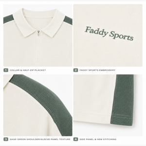 เสื้อโปโลผู้ชายสีตัดกันแบบซิป ¼  ปี 2024  ลำลอง แขนสั้น สไตล์วินเทจ ชุดกีฬา คุณภาพสูง เสื้อกอล์ฟ - Product Image 4