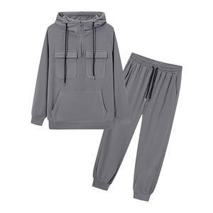 Conjunto Deportivo de 2 Piezas para Hombre, Sudadera con Capucha y Cierre de 1/4, Manga Larga, Estilo Casual con Bolsillo Tipo Canguro, Cómodo - Product Image 2