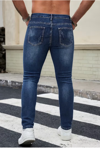 Jeans personnalisés pour hommes, denim streetwear, jeans unisexes surdimensionnés, jeans droits bleus à jambes larges pour hommes, pantalon en denim pour hommes - Product Image 4