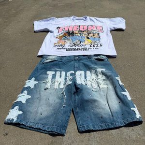 Fabricant sur mesure de vêtements vintage, t-shirts et jorts personnalisés avec impression, pour hommes, design délavé, ensembles pour hommes - Product Image 2