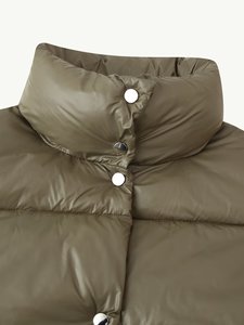 Chaqueta Acolchada para Mujer, Cuello Alto, Manga Larga, Chaqueta Corta de Invierno, Color Sólido, Relleno de Poliéster, Prenda Exterior Gruesa - Product Image 2