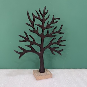 Modern Artisan Design Aluminum/Wood <b>Christmas</b> <b>Tree</b> Tabletop Sculpture Factory Decorative Ornament Wooden <b>Base</b> Holiday Home - Product Image 2