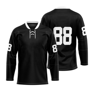 Maillots de hockey sur glace personnalisés de haute qualité en gros, 100 % polyester, brodés, avec motif imprimé par sublimation sur le devant, livraison rapide - Product Image 1